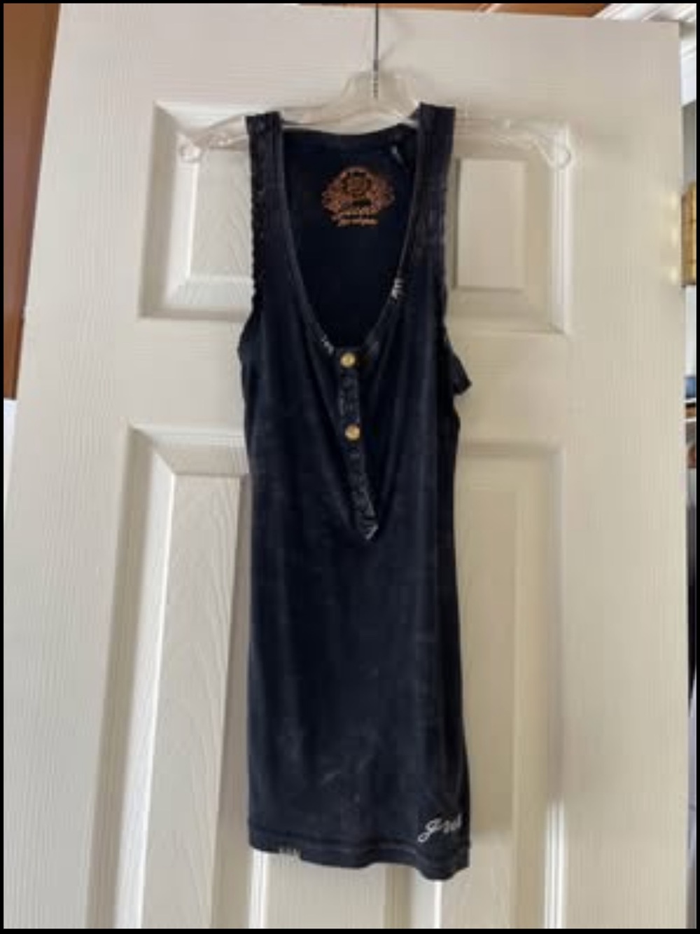 guess y2k henley tank top vintage new size XS ribbed faded black w/gray streaks
